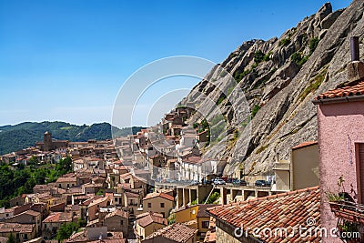 View of Pietrapertosa, historic town in Basilicata, Italy Stock Photo