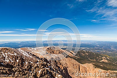 View from Pike Peak summit, Colorado Springs, CO Stock Photo