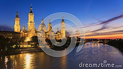 View of the Pilar Cathedral in Zaragoza, Spain Stock Photo