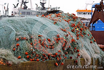 Pile of fishing net Stock Photo