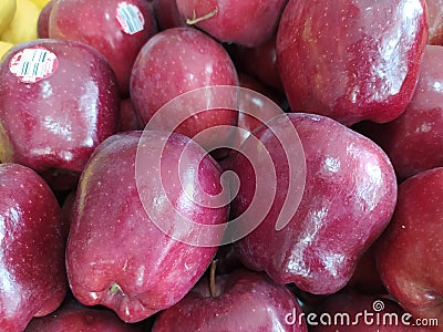 The view of piles red apples Stock Photo