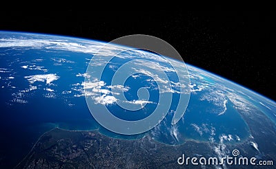 View of planet Earth close up with atmosphere during a sunrise 3D rendering elements of this image furnished by NASA Stock Photo