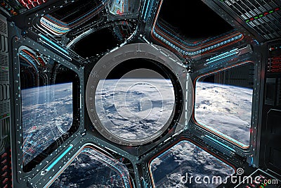 View of planet Earth from a space station window 3D rendering elements of this image furnished by NASA Stock Photo