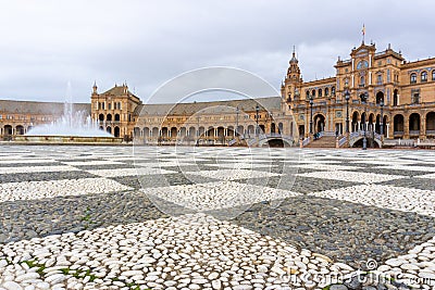 The Plaza de Espana in the Parque de Maria Luisa in Seville in Andalusia Stock Photo