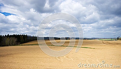 View on plowed field Stock Photo