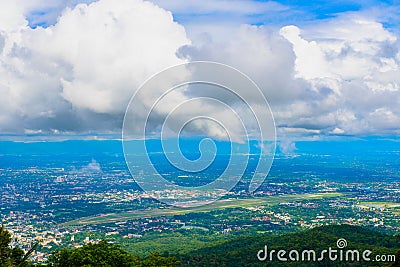 view point of Chiangmai Town with beautiful clouds, Thailand. Th Stock Photo