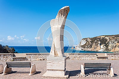 The view point over the Chiaia di Luna beach in the Ponza island, Lazio, Italy. The beach is closed to tourists Editorial Stock Photo