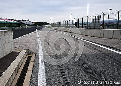 View from the pole position in a racetrack. Stock Photo