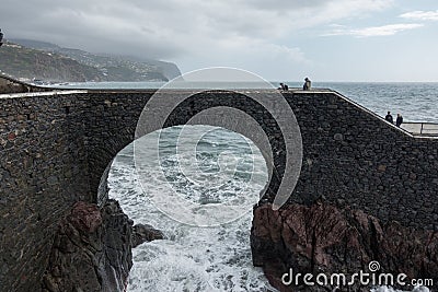 View of Ponta do Sol pier bridge in Madeira Editorial Stock Photo