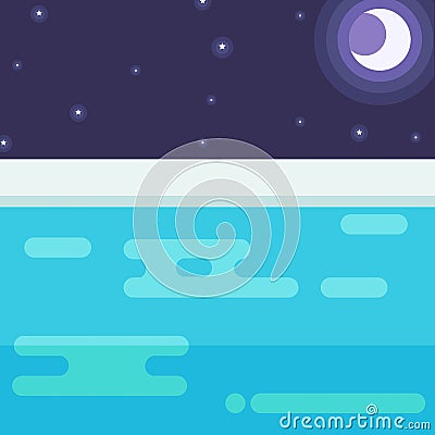 View from the pool at night Vector Illustration