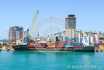 View at the port of Durres on Albania Editorial Stock Photo