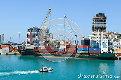 View at the port of Durres on Albania Editorial Stock Photo