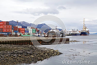 View of the port of Ushuaia, Argentina Editorial Stock Photo
