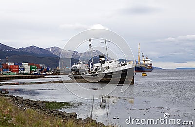 View of the port of Ushuaia, Argentina Editorial Stock Photo