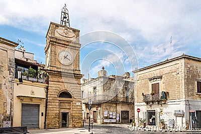 View at the Porticella Tower in the streets of Manduria in Italy Editorial Stock Photo