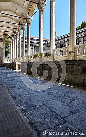 The view of portico roofed colonnaded terrace of The Tiled Kiosk. Istanbul Stock Photo