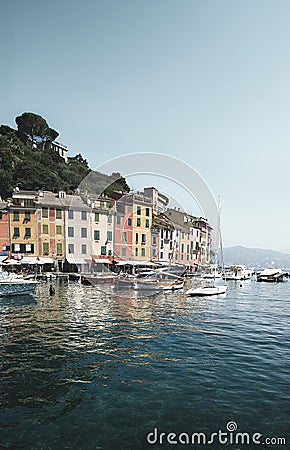 View of Portofino harbor in Italy Stock Photo