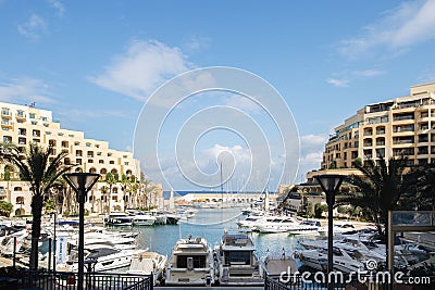 View of the Portomaso Marina in St Julians Malta Editorial Stock Photo