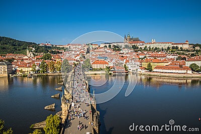 View on Prague from the old town bridge tower Editorial Stock Photo