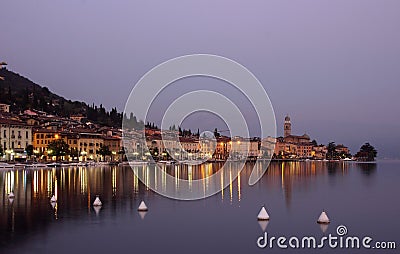 View of the promenade of Lake Garda in the evening. Editorial Stock Photo