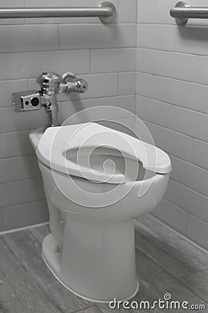 View of a Public Toilet in a Stall Stock Photo