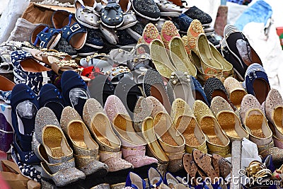 View of punjabi jutti in an indian market Editorial Stock Photo