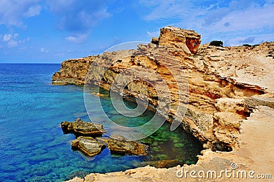 Punta de Sa Pedrera coast in Formentera, Balearic Islands, Spain Stock Photo