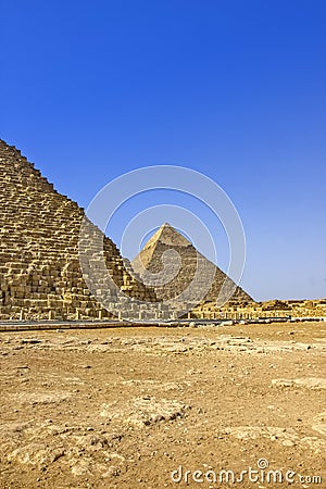 View of the pyramids in Giza, Kairo, Egypt Stock Photo