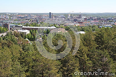 View from Pyynikki observation tower to Tampere city center Editorial Stock Photo