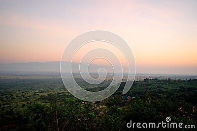 View of the Queen Elizabeth National Park at sunrise Editorial Stock Photo