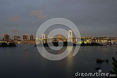 View rainbow bridge odaiba tokyo japan at night Stock Photo