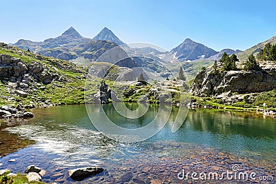 Ranas Lake in Tena Valley in The Pyrenees, Huesca, Spain. Stock Photo
