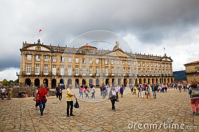 View of the Raxoi Palace in Santiago de Compostela, Spain Editorial Stock Photo