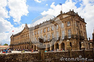 View of the Raxoi Palace in Santiago de Compostela, Spain Editorial Stock Photo