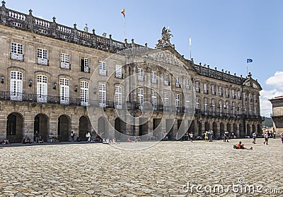 View of the Raxoi Palace in Santiago de Compostela Editorial Stock Photo