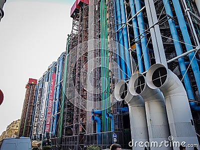 Rear of Centre Pompidou, Paris Editorial Stock Photo