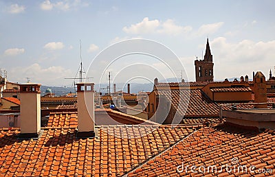 View of red tiled roofs in Florence. Italy Stock Photo