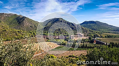 View of the religious monastery of Porta Coeli in the heart of the Calderona mountain range of Valencia Stock Photo