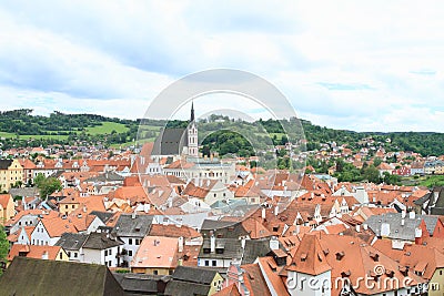 View on Cesky Krumlov with St. Vithus Church Stock Photo