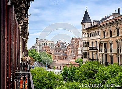 View into residential Eixample district Stock Photo