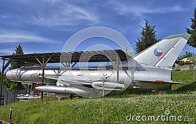 Retired Sukhoi Su-7 military airplane Editorial Stock Photo
