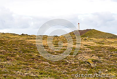 Reykjanes Lighthouse in Iceland Stock Photo