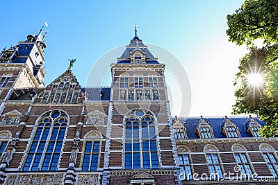 View on Rijksmuseum Dutch National Museum on a sunny summer day from Museumstraat Editorial Stock Photo