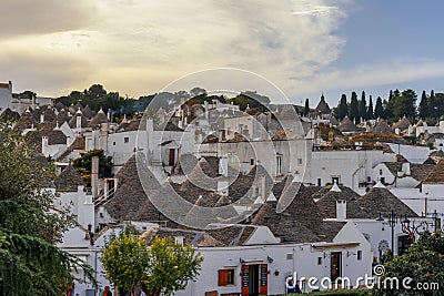 view of the Rione Monti District of Alberobello with its historic Trulli huts and houses Editorial Stock Photo
