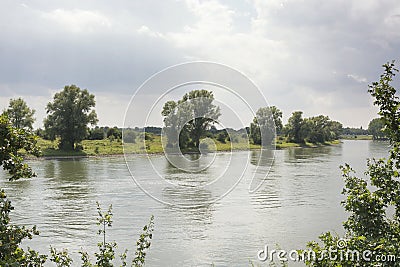 View on the river IJssel in the province of Gelderland in the Netherlands. Stock Photo