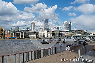 A view of Thames river and skyscrapers. Editorial Stock Photo