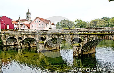 View of the river Vez in Arcos de Valdevez Editorial Stock Photo