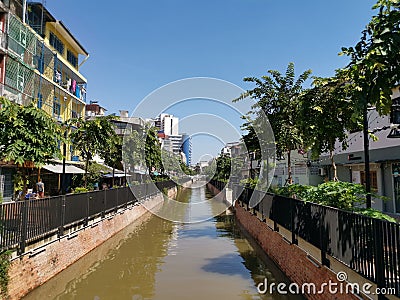 Renovated canal in Thai capital Bangkok Editorial Stock Photo