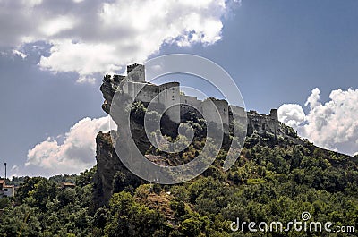 View of the Roccascalegna castle in Abruzzo, Italy Stock Photo