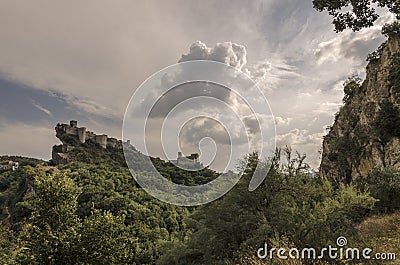 View of the Roccascalegna castle in Abruzzo, Italy Stock Photo